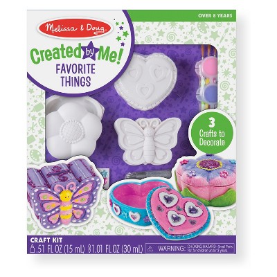 Melissa & Doug Decorate-Your-Own Favorite Things Craft Kits Set:  Flower and Heart Treasure Box and Butterfly Bank