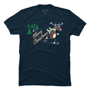 Men's Design By Humans Christmas Reindeer for darks By ozdilh T-Shirt - 1 of 4