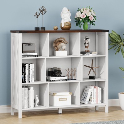 Wooden 9 Cube Bookcase, Display Cabinet Rack, Bookshelf Storage Organizer