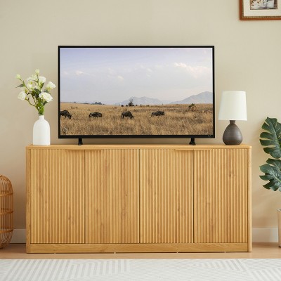 59" Modern Curved Wave Sideboard TV Stand,4-Door Storage Buffet Cabinet for Living Room Kitchen Bedroom-Baofuwish