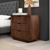 Chic Crate-Lola Walnut Nightstand End Table – 3-Drawer Multi-Room Bedside Table, Rustic Brown - 4 of 4