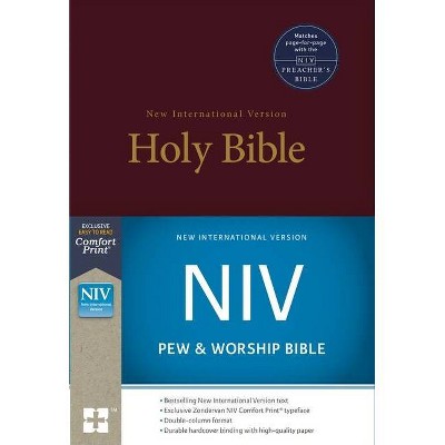 NIV, Pew and Worship Bible, Hardcover, Burgundy - by  Zondervan