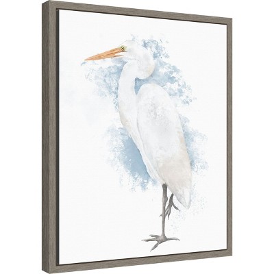 Coastal Heron Watercolor Canvas Wall Art Print, 16 x 20 inches