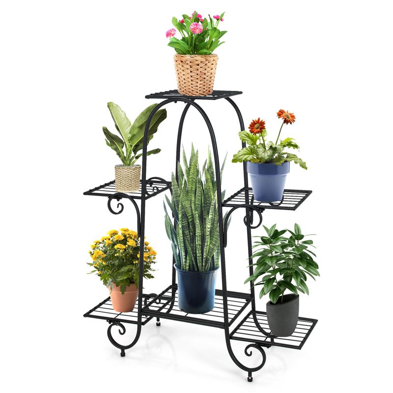 Tangkula 6 Tier Vertical Metal Corner Plant Stand Flower Pots Display Rack Storage Shelf Decorative Planter for Garden, 1 of 7