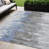 Blue Gray And Silver Abstract Washable Indoor Outdoor Area Rug - 2 of 4