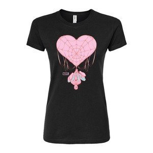 Women's - Marvel - Valentine Heart Web Juniors Fitted Graphic T-Shirt - 1 of 2