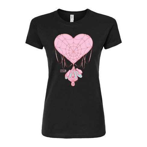 Women's - Marvel - Valentine Heart Web Juniors Fitted Graphic T-Shirt - image 1 of 2