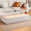 Chic Crate-Modern White Rectangular Coffee Table with LED Ambient Lighting & 2 Storage Drawers - Wood & Metal for Living Room & Entryway (47” Modern) - 2 of 4