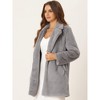 Allegra K Women's Lapel Collar Faux Fur Fuzzy Winter Long Overcoat with Pockets - 3 of 4