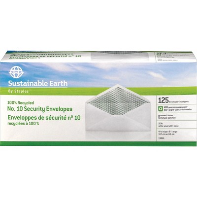 Staples Sustainable Earth #10 100% Recycled Business Envelopes 125/BX (74101) 19961