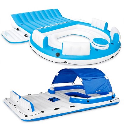 Intex Inflatable Island Lounger w/ Tropical Breeze 6 Person Floating Island