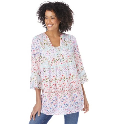 Woman Within Plus Size Bell-Sleeve V-Neck Tunic