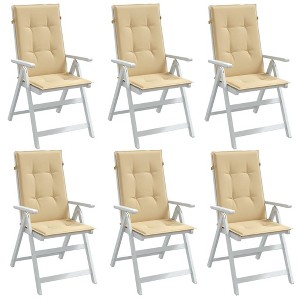 vidaXL Highback Chair Cushions 6 pcs Melange Beige 47.2"x19.7"x1.6" Fabric - 1 of 4