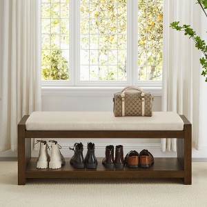 NicBex Modern 40" Slim Shoe Rack Ottoman Bench, Space Saving Entryway Storage with Removable Cushion & Lower Shelf for Apartment - 1 of 4