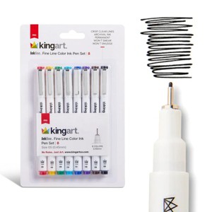 KINGART PRO Inkline Fine Line Pens, 8 Colors, Size 05 - 1 of 4