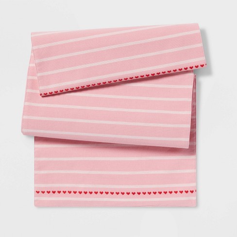 72" x 14" Cotton Dobby Stripe Table Runner Pink - Threshold™ - image 1 of 3