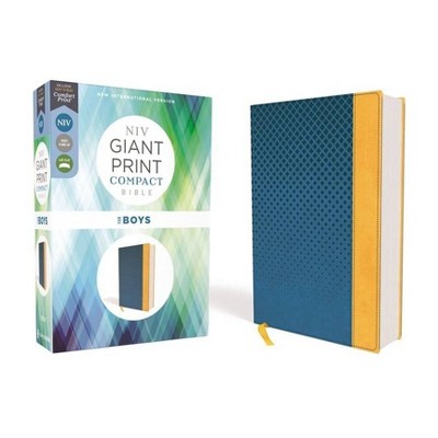 Niv, Giant Print Compact Bible for Boys, Leathersoft, Blue, Red Letter Edition, Comfort Print - Large Print by  Zondervan (Leather Bound)