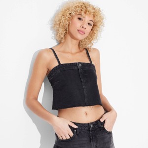 Women's Reworked Cropped Denim Tank Top - Wild Fable™ - 1 of 4