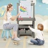 Kinder King 3 in 1 Kids Art Easel w/Storage Double-Sided Magnetic Whiteboard & Chalkboard Dry-Erase Board w/Paper Roller - 4 of 4