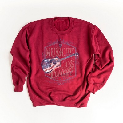 Simply Sage Market Women's Graphic Sweatshirt Nashville Flag Guitar