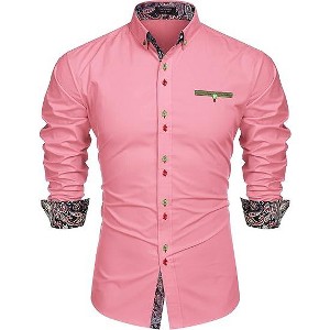 COOFANDY Mens Dress Shirt Long Sleeve Casual Button Down Paisley Shirts Party Wedding Dress Shirt - 1 of 4