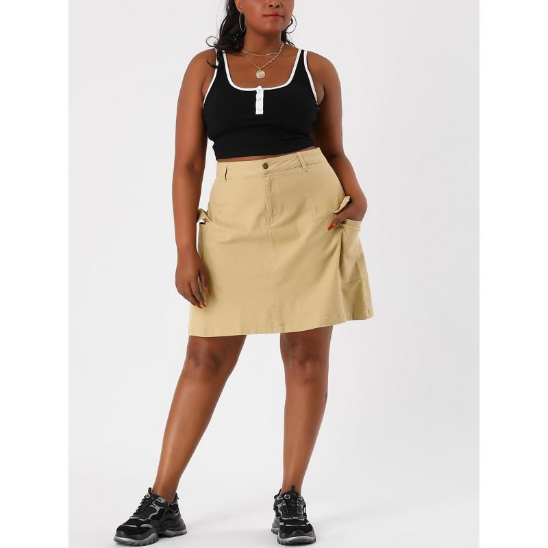 Agnes Orinda Women's Plus Size Skirt a Line Casual Above Knee Zipper Front Flare Skirts, 2 of 7