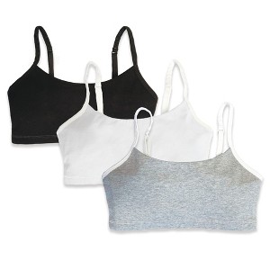Mightly Girls Fair Trade Organic Cotton Bralettes 3-pack (Black, White and Gray - Large) - 1 of 1