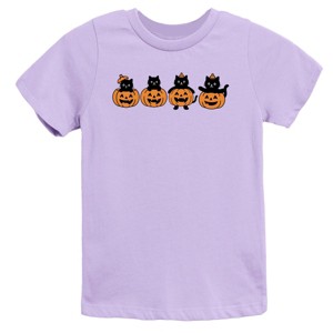 Four Black Cats Pumpkins - Youth Short Sleeve Graphic T-Shirt and Toddler Short Sleeve Graphic T-Shirt - 1 of 4