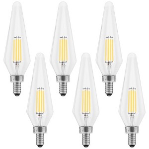 Luxrite E12 Candelabra LED Light Bulbs 4.5W=60W Equivalent, 4000K Cool White, Dimmable, 500 Lumens, HX10.5 Glass, UL Certified 6 Pack - 1 of 4