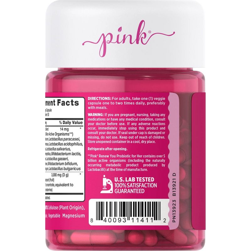 Pink Vitamins Renew You Probiotic for Her Veggie Capsules - 50ct, 5 of 6