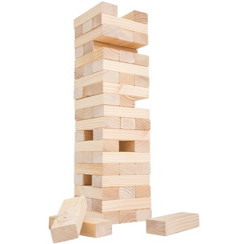 We Games Wood Block Stacking Party Game That Tumbles Down When You Play -  Includes 12 In. Wooden Box And Die : Target