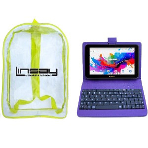 LINSAY 7" Octa Core Tablet 128GB Storage Bundle with Purple Keyboard Case and Backpack Android 15 - 1 of 4