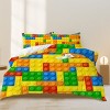 Boersma 3 Piece Colorful Building Blocks Comforter Set Twin – Funny Reversible Quilt Bedding with 1 Comforter & 2 Pillow Shams for Kids Boys Girls - 3 of 4