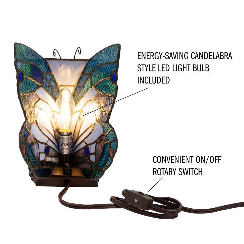 Hasting Home Tiffany Stained-Glass Butterfly Lamp, 5 of 9