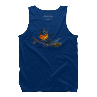 Men's Design By Humans Halloween flying pumpkin By officegeekshop Tank Top