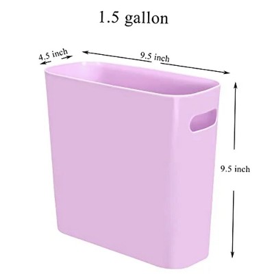 LunaLulinlk Purple 1.5 Gallon Slim Trash Can, Plastic Trash Can, Small Trash Can with Handle