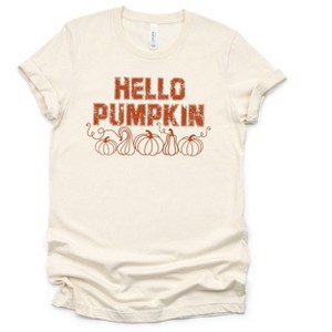 Simply Sage Market Women's Hello Pumpkin Distressed Short Sleeve Graphic Tee - 1 of 2