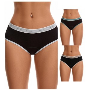 INSPIRE CHIC 3 Packs Women's Mid Rise Letter Print Contrast Binding Leak Proof Underpants - 1 of 4