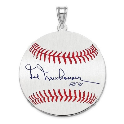 Black Bow Jewelry Sterling Silver Hal Newhouser Signature LG Enamel Baseball Pendant