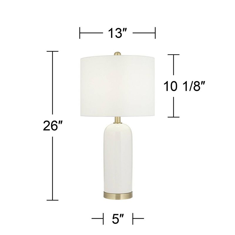 360 Lighting 26" High Mid Century Modern Coastal Luxury Table Lamp White Gold Ceramic Metal Single Living Room Bedroom Bedside Nightstand House Office, 4 of 10