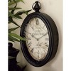 Olivia & May Set of 2 Metal Pocket Watch Style Wall Clocks Black: Vintage-Inspired, Oval, Indoor Decorative Timepiece - image 2 of 4