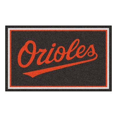 MLB Baltimore Orioles 4'x6' Wordmark Logo Plush Area Rug - Black