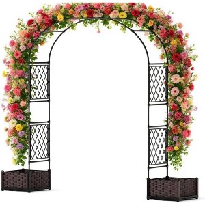 Arches Garden Trellis Planter Raised Bed Plant Pot, Decorative Rose Flower Support, Arch Screen Sturdy Plant Stand for Patio Outdoor Climbing Plants - 1 of 4