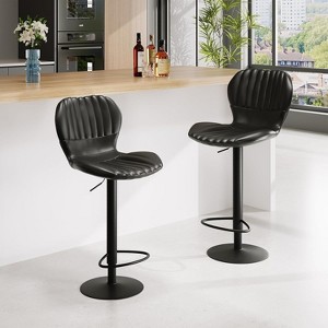 Adjustable Bar Stool, Bar Stools Set of 4, Modern Swivel Bar Chairs, Faux Leather Upholstered Swivel Bar Stools, for Home, Bar, Kitchen - 1 of 4