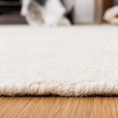 Beige Hand-Knotted Wool Round Area Rug, 5' x 8'