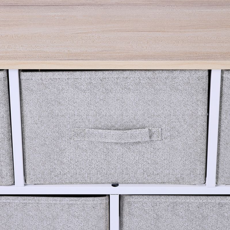 HOMCOM 40" L 5 Drawer Horizontal Storage Cube Dresser Unit Bedroom Organizer Livingroom Shelf Tower with Fabric Bins, 5 of 9