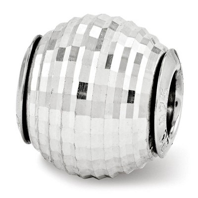 Black Bow Jewelry Polished Diamond Cut Sterling Silver Bead Charm