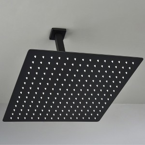 ChicFurnit Showerheads Metal Rainfall Shower Head Settings Diverter High Pressure Showerheads Angle Adjustable for Bathroom, Black, 16"*16"*3.6" - 1 of 4