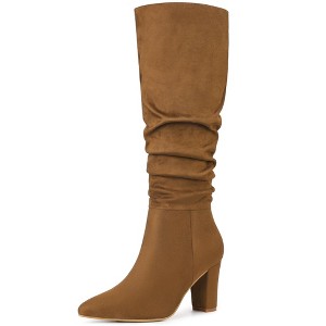 Allegra K Women's Halloween Pointed Toe Chunky Heel Knee High Boots - 1 of 4