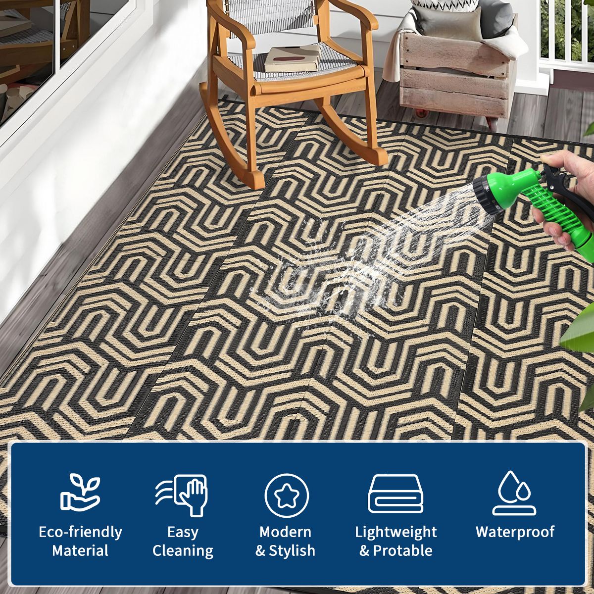 Garvee Outdoor Rug, Weather Resistant Reversible Area Rug, Outside Modern Geometric Carpet for Camping Patio Porch Deck - thumbnail 4